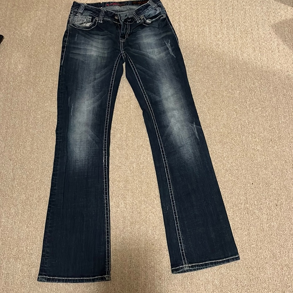 Rock & Roll cowgirl blue jeans. Bootcut. Size 28x34.